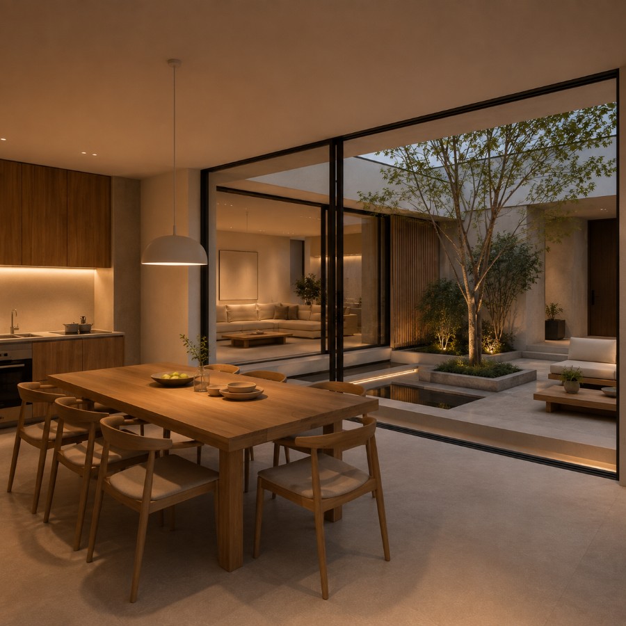 Kitchen with natural timber cabinetry