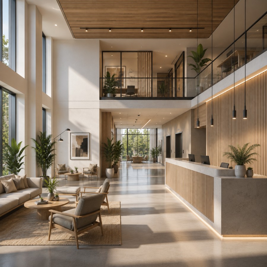 Central atrium connecting all office levels